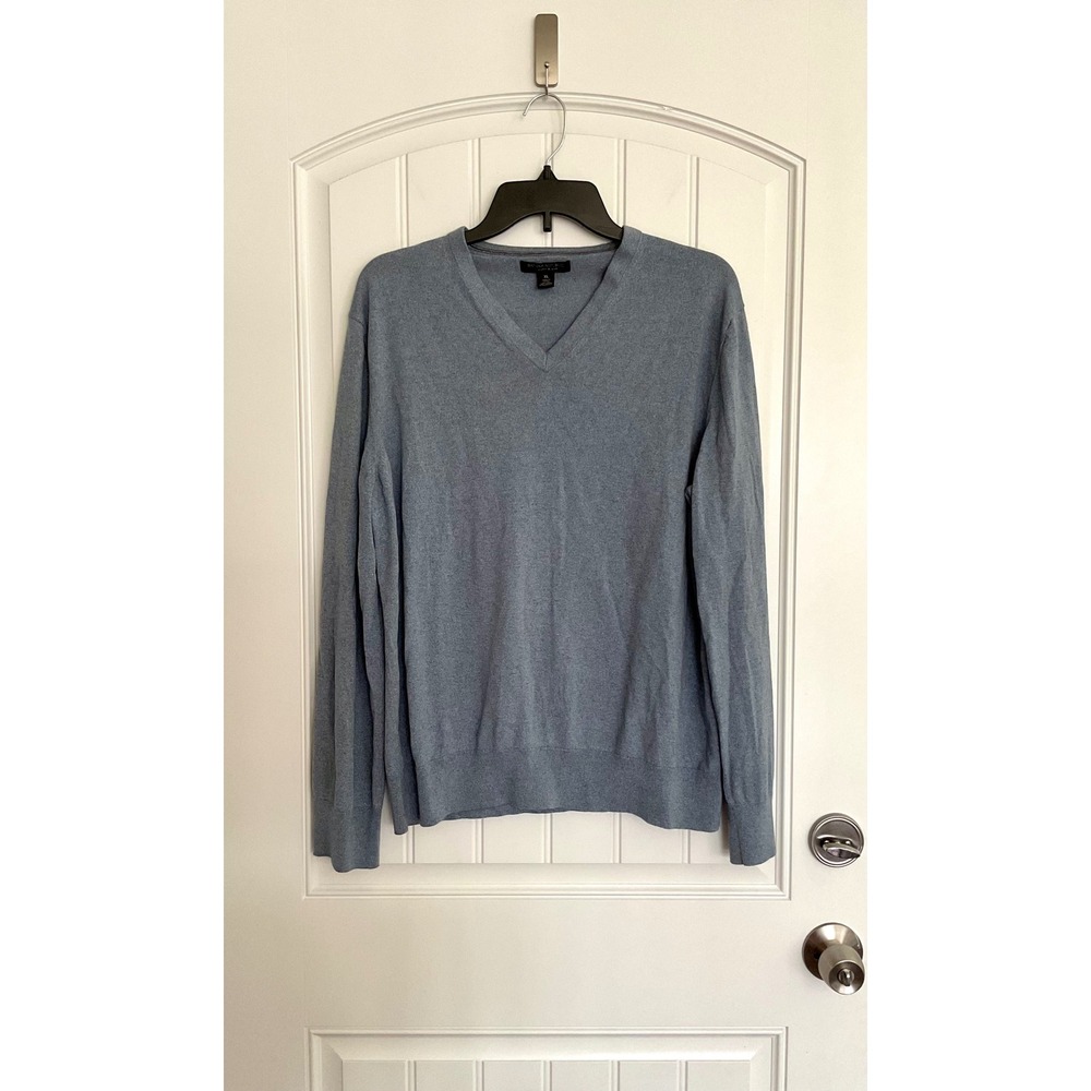 Banana Republic Men's XL Light‎ Blue V-Neck Silk Cashmere Long Sleeve Sweater